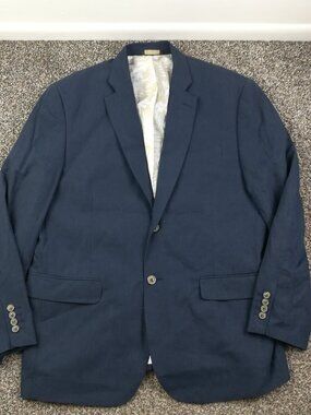 NWOT Tasso Elba Island Sport Coat Linen Blend Blazer Jacket Blue Mens XL 46-48